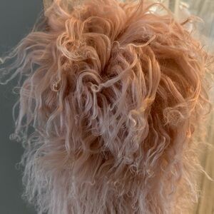 NWT Toria Rose 100% Mongolian lamb scarf. Blush- Approx 61 inches-